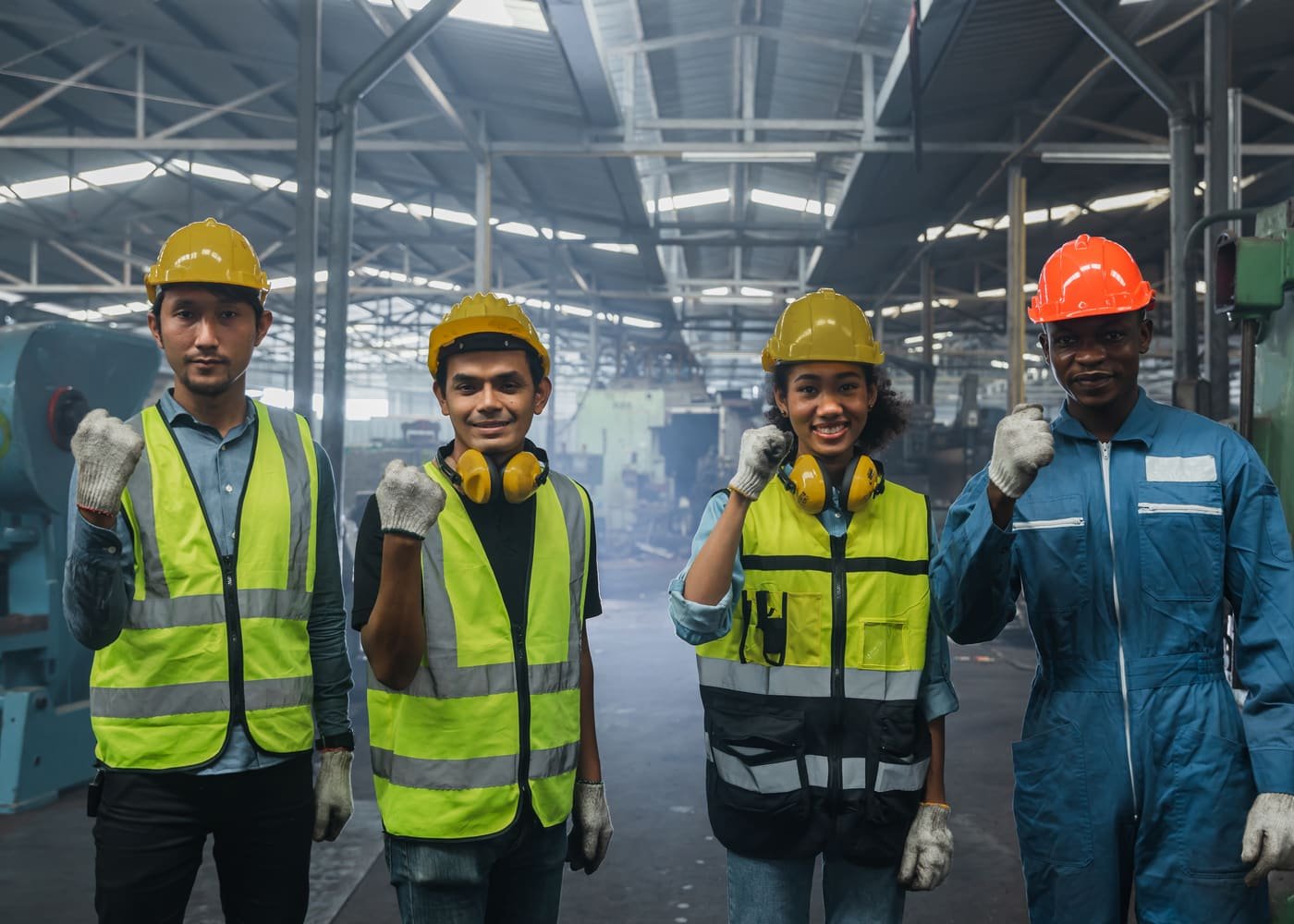 Skilled workforce team on site